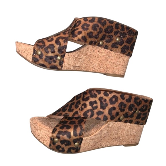 LUCKY BRAND CHEETAH CORK wedges womens size 5.5 - Picture 10 of 12